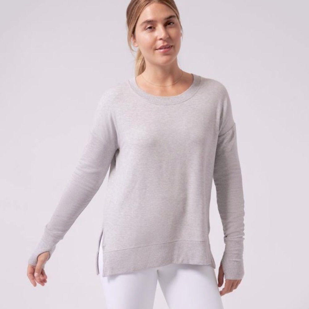Athleta Coaster Luxe Sweatshirt Modal Pullover Light Gray